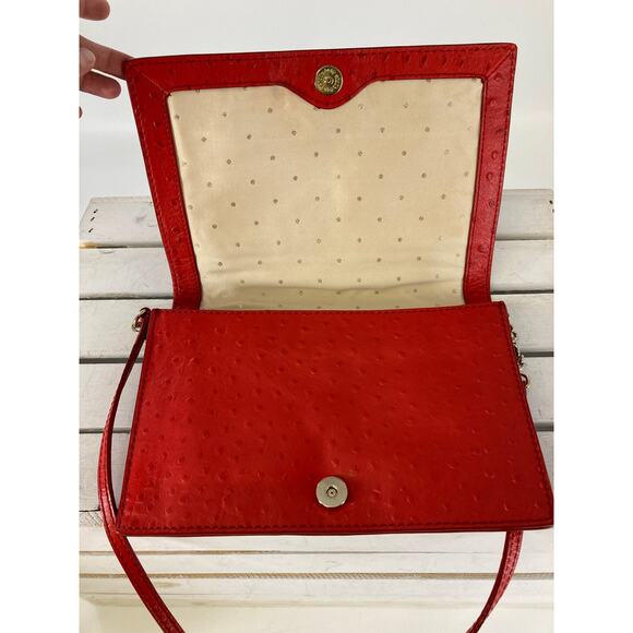 KATE SPADE SMALL RED OSTRICH LEATHER WOMENS SHOULDER BAG - Picture 4 of 12